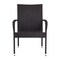 Merrick Lane Set of Mathias Indoor/Outdoor Black Wicker Patio Chairs with Powder Coated Steel Frame, Comfortably Curved Back and Arms